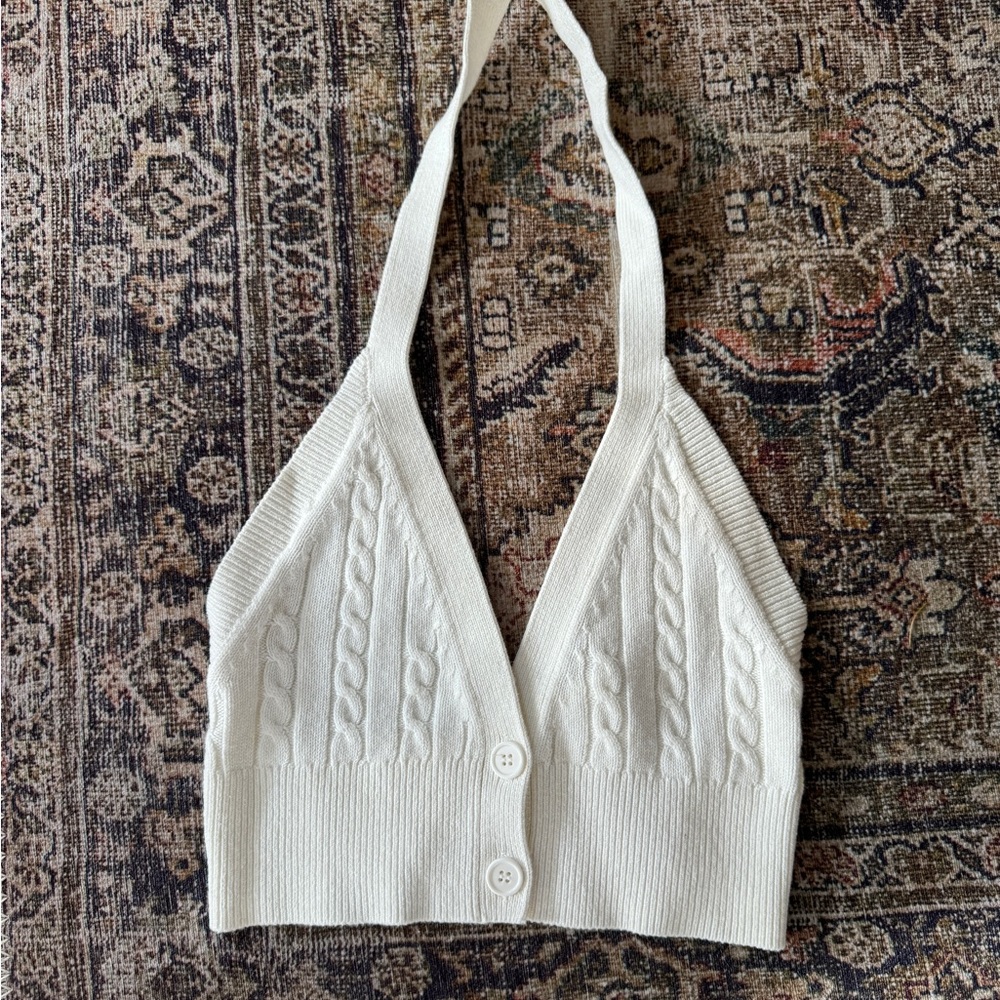Staud Hadley Cable Knit Halter Bralette S